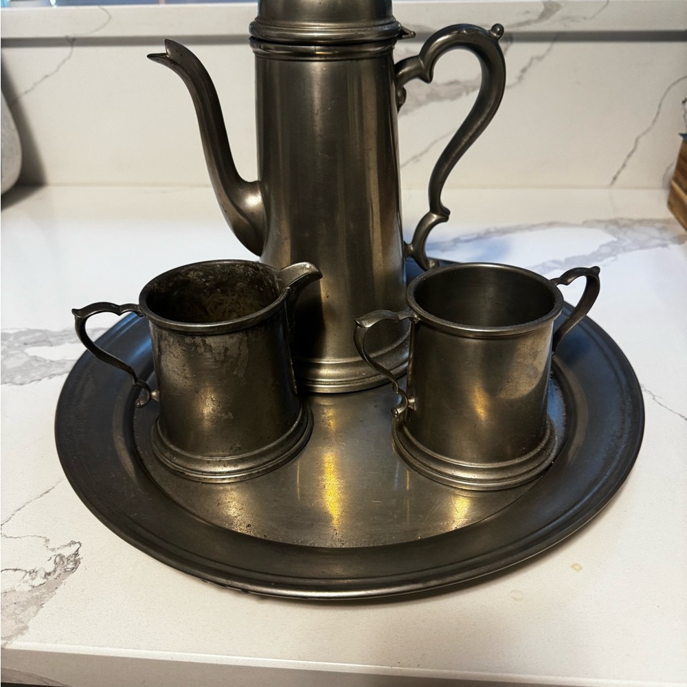 Vintage Pewter Coffee Set with Tray